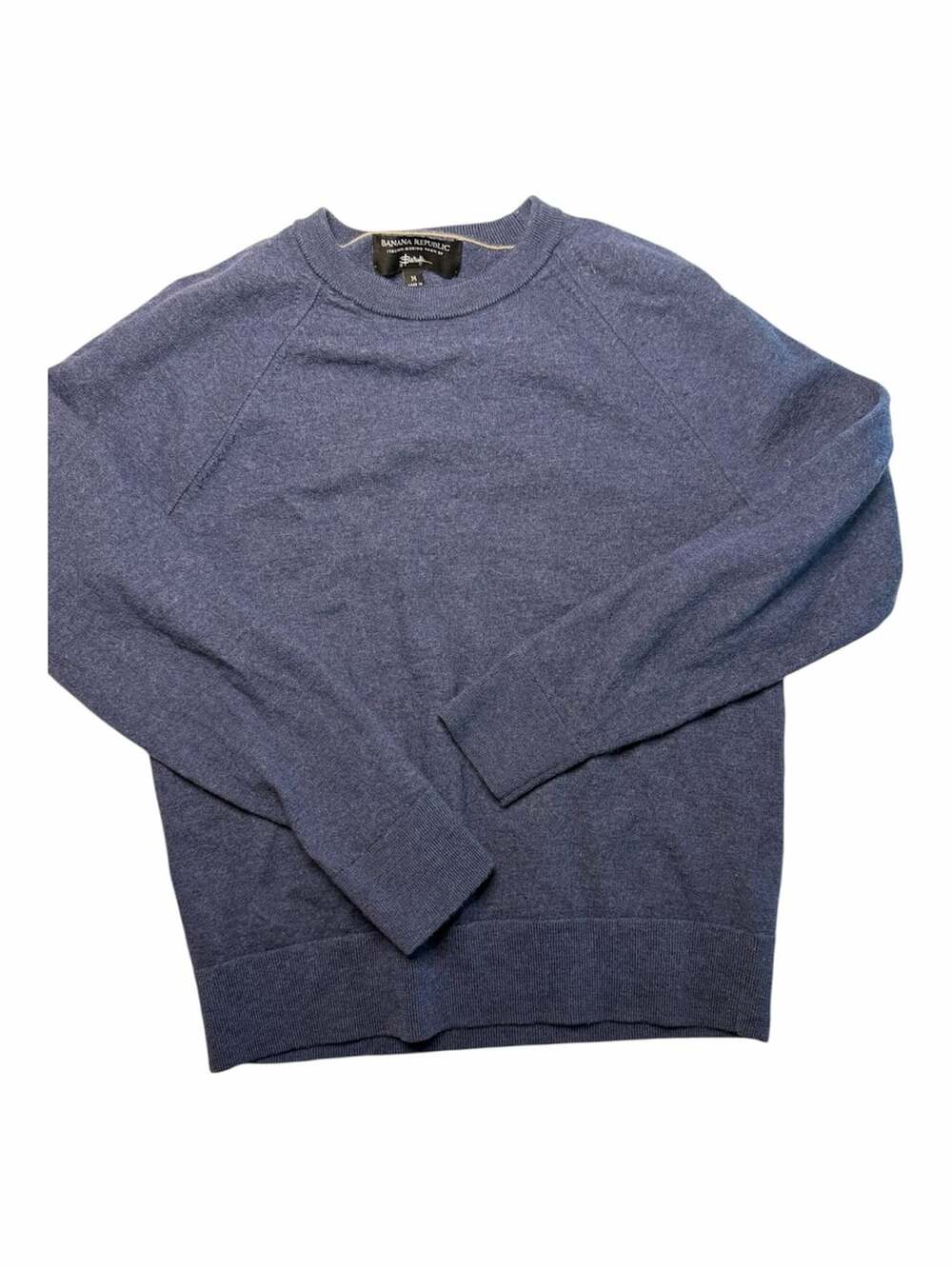 Banana Republic Italian Merino Yarn by Baruffa Blue Crew Neck Sweater Medium